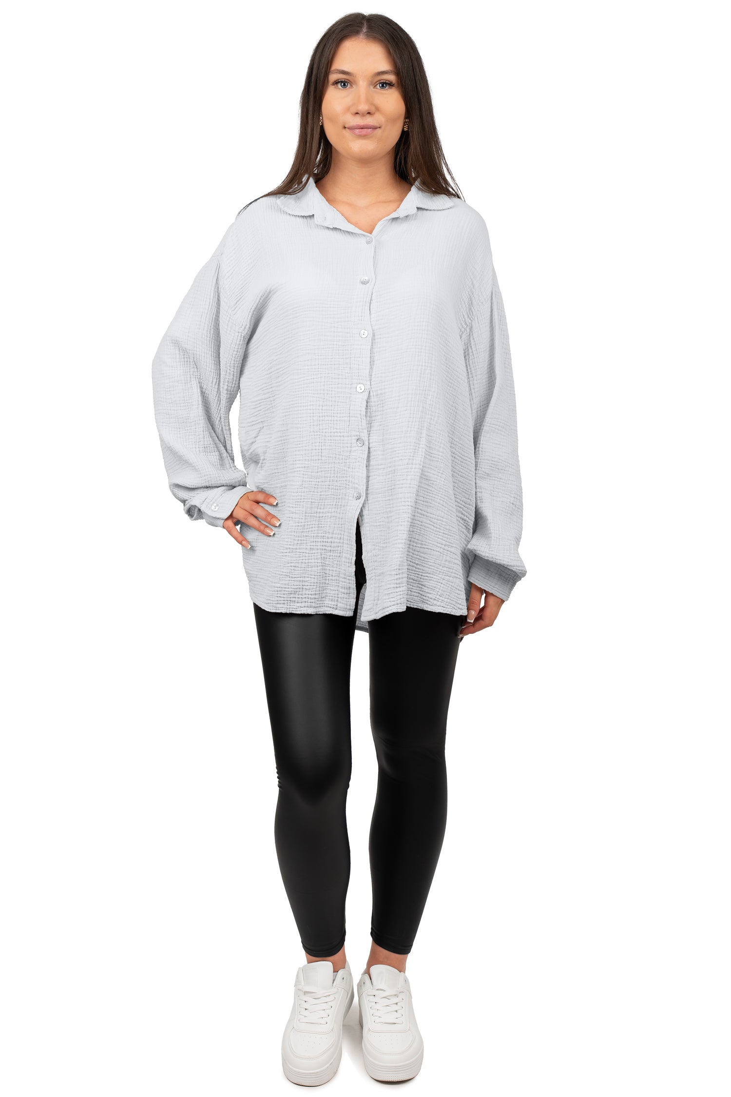 Damen Relaxed Fit Bluse Musselin 25RSW080 - Grey