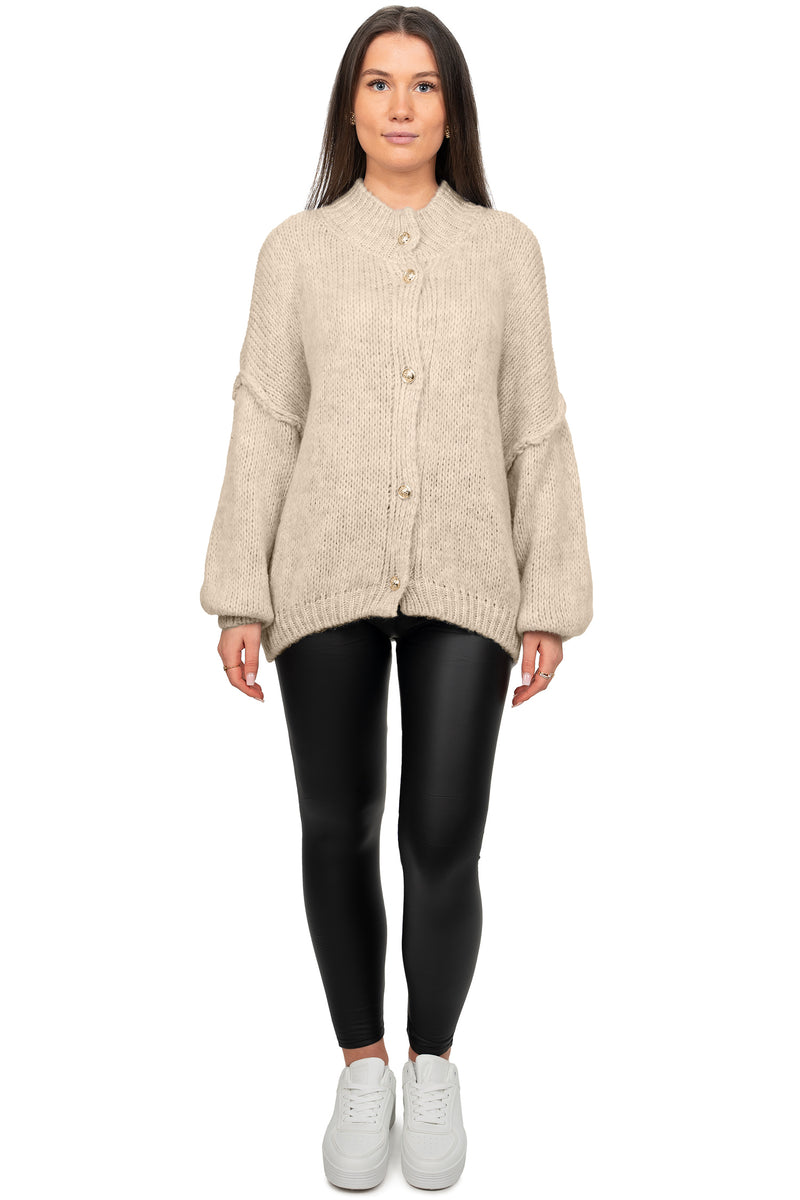 Damen Relaxed Fit Strickjacke Oversized-Look 25RSW068 - Beige