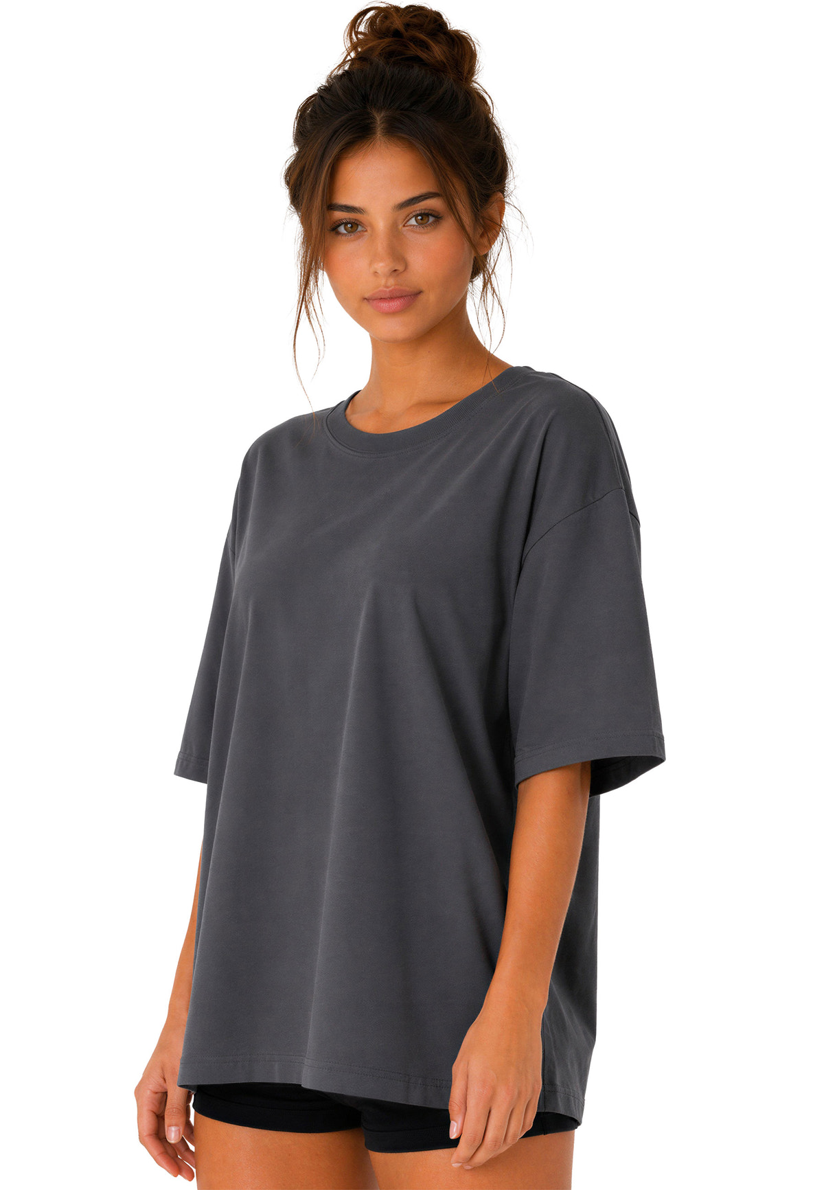 Damen Oversized T-Shirt in Dark Grey – Reichstadt – Ansicht 5
