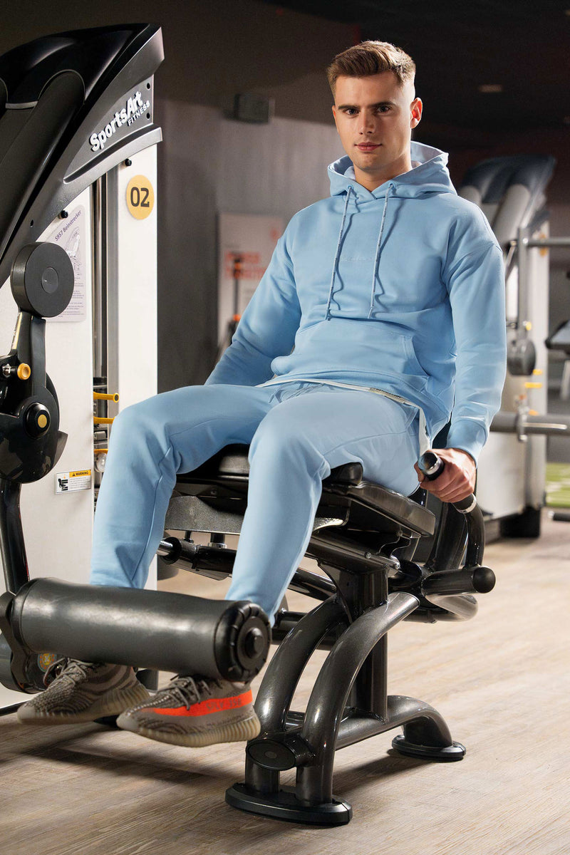 Herren Regular Fit Sport Hoodie Marken-Stick S-23RS034 - Baby Blue