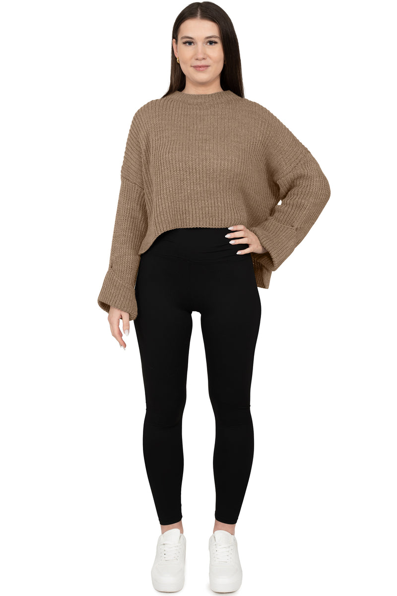 Damen Relaxed Fit Strickpullover 25RSW093 - Dark Beige
