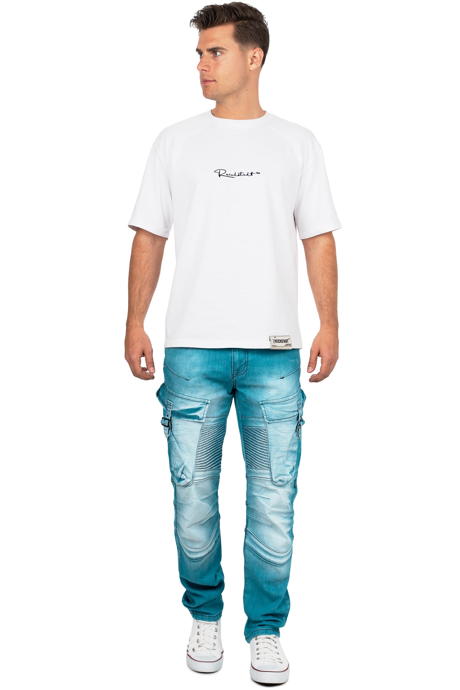 Herren Regular Fit Jeans Stonewashed CD523 - Green