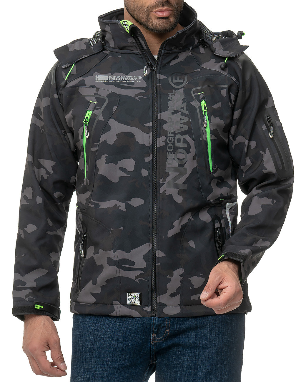 Herren Regular Fit Softshelljacke techno men - Black-Green