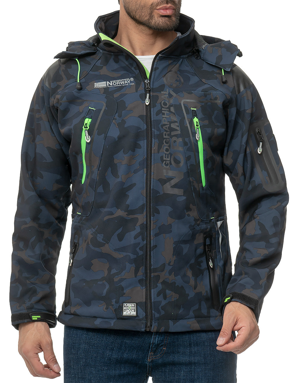 Herren Regular Fit Softshelljacke techno men - Navy-Green