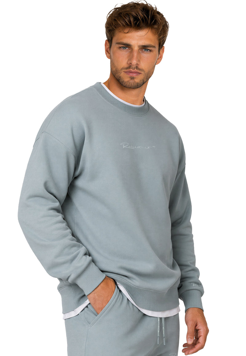 Herren Regular Fit Pullover Logo-Stitching 23RS037 - Grey