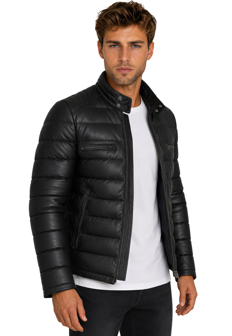 Herren Regular Fit Jacke Echtleder 19RS016 - Black