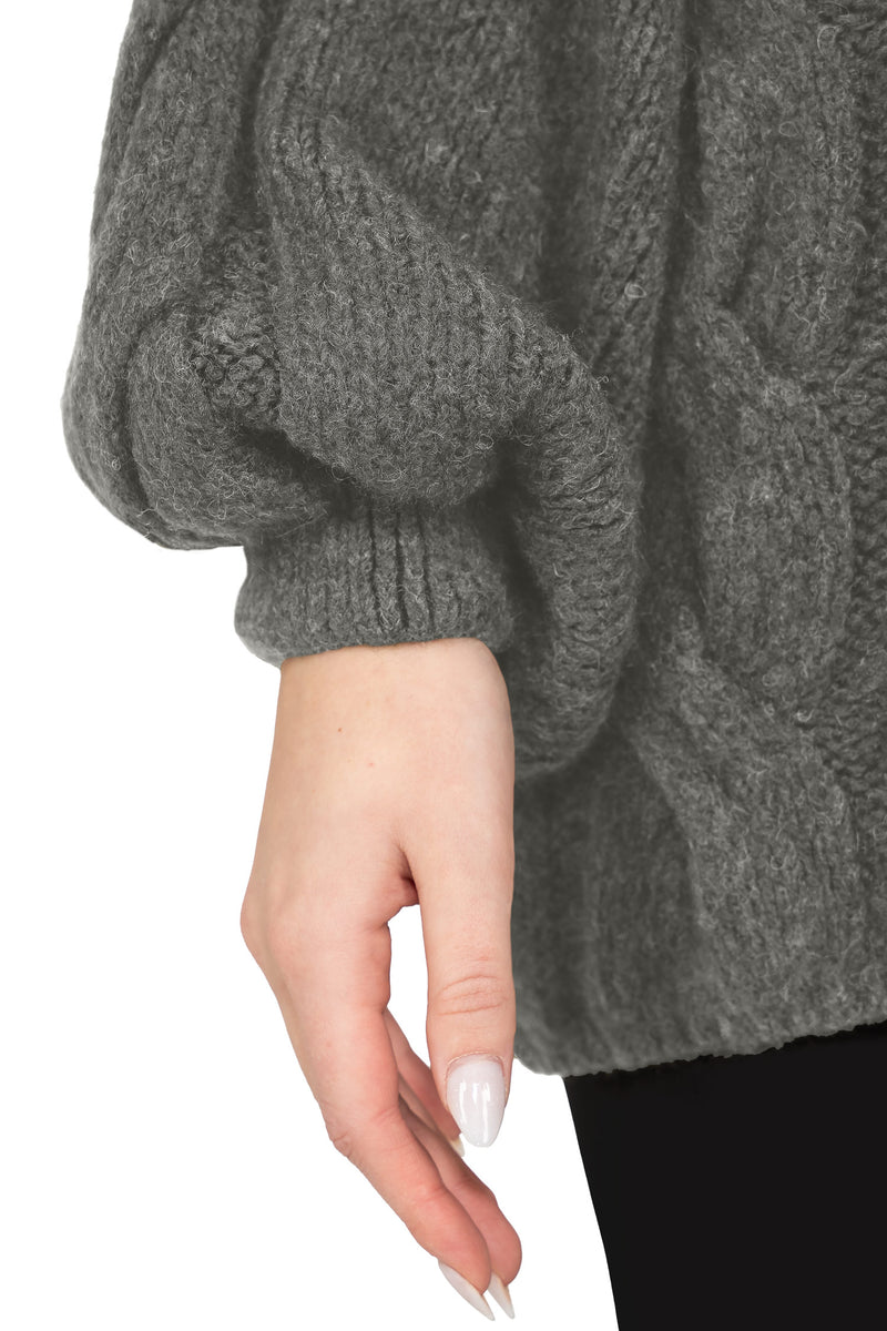 Damen Relaxed Fit Strickpullover 25RSW091 - Grey