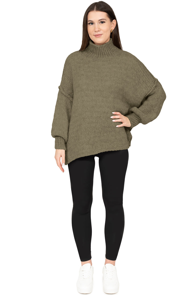 Damen Relaxed Fit Strickpullover 25RSW092 - Khaki