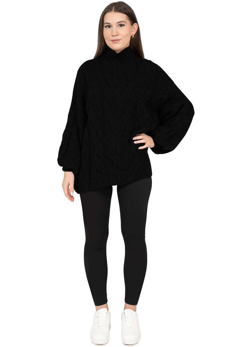 Damen Relaxed Fit Strickpullover 25RSW091 - Black