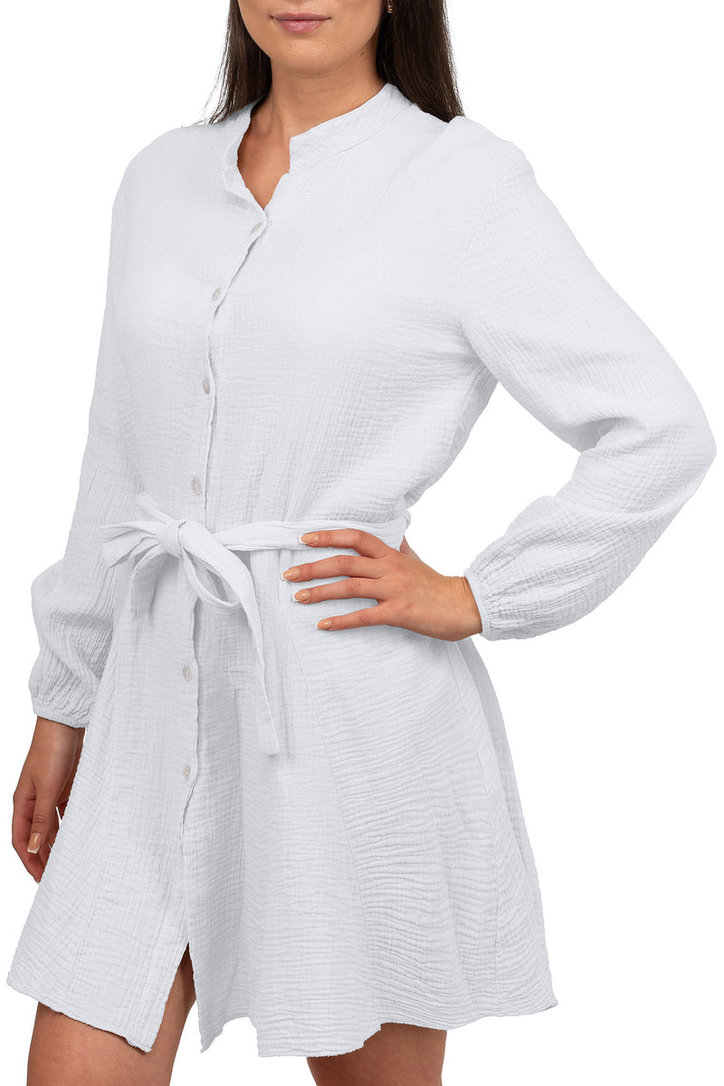 Damen Oversized Sommerkleid Musselin 25RSW075 - White