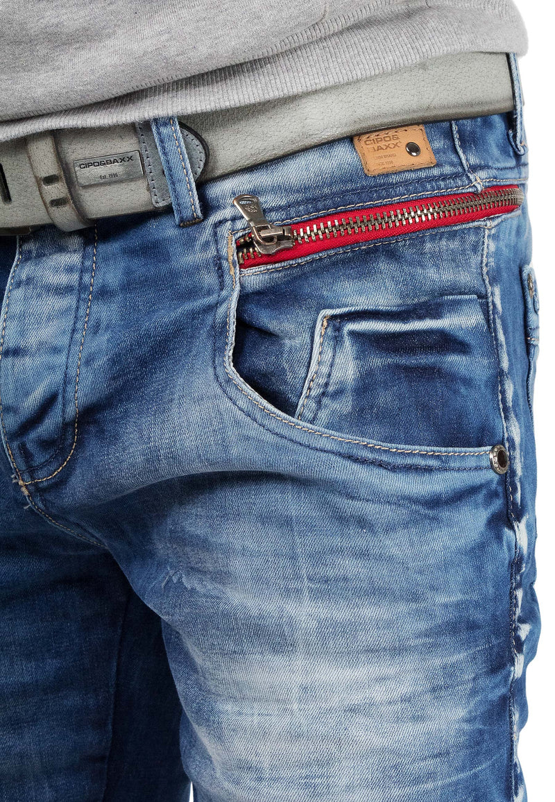 Herren Slim Fit Jeans Stonewashed CD394 - Blue