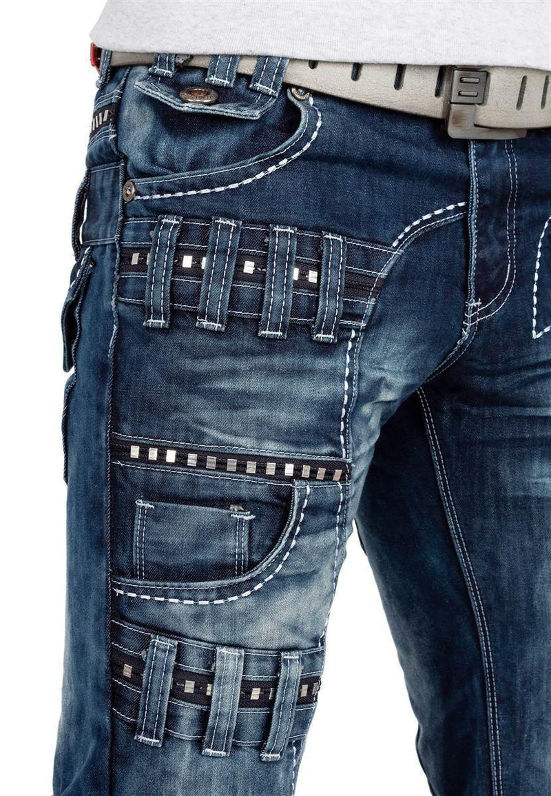 Herren Regular Fit Jeans Stonewashed KM8002 - Blue