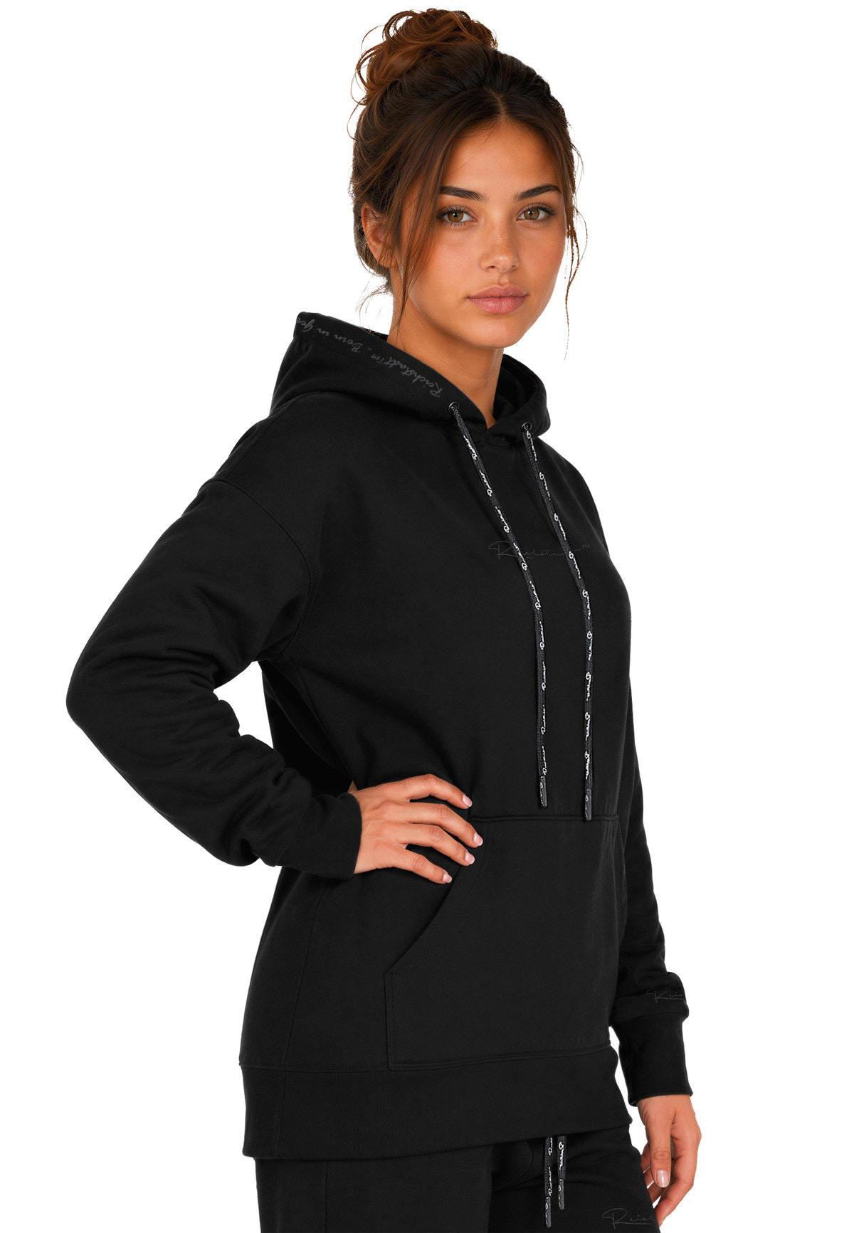 Damen Relaxed Fit Hoodie Marken-Stick in Anthracite – Reichstadt – Ansicht 5