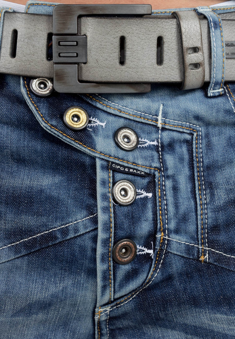 Herren Regular Fit Jeans Stonewashed CD346 - Blue