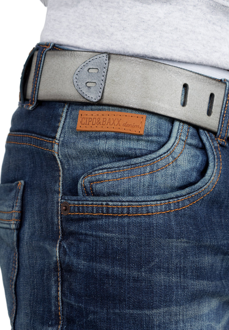 Herren Regular Fit Jeans Stonewashed CD186A - Blue