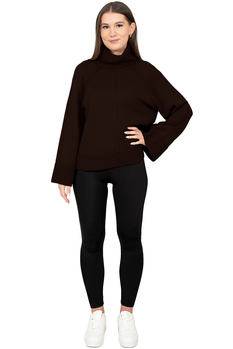 Damen Relaxed Fit Rollkragenpullover 25RSW097 - Brown