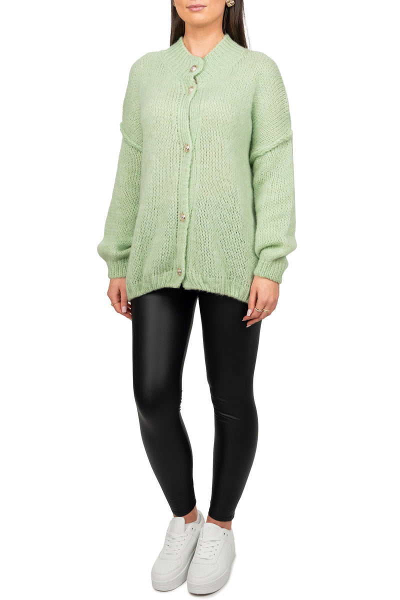 Damen Relaxed Fit Strickjacke Oversized-Look 25RSW068 - Mint