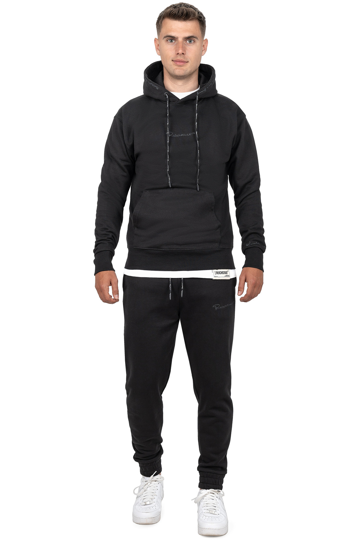 Herren Regular Fit Jogginghose Marken-Stick in Black – Reichstadt – Ansicht 5