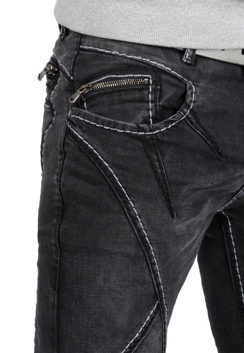 Herren Straight Fit Jeans Stonewashed CD288 - Black