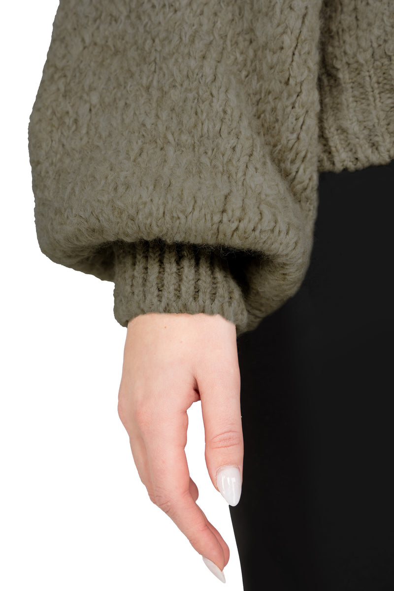 Damen Relaxed Fit Strickpullover 25RSW089 - Khaki
