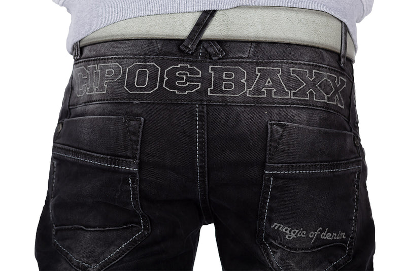 Herren Regular Fit Jeans Stonewashed CD296 - Black