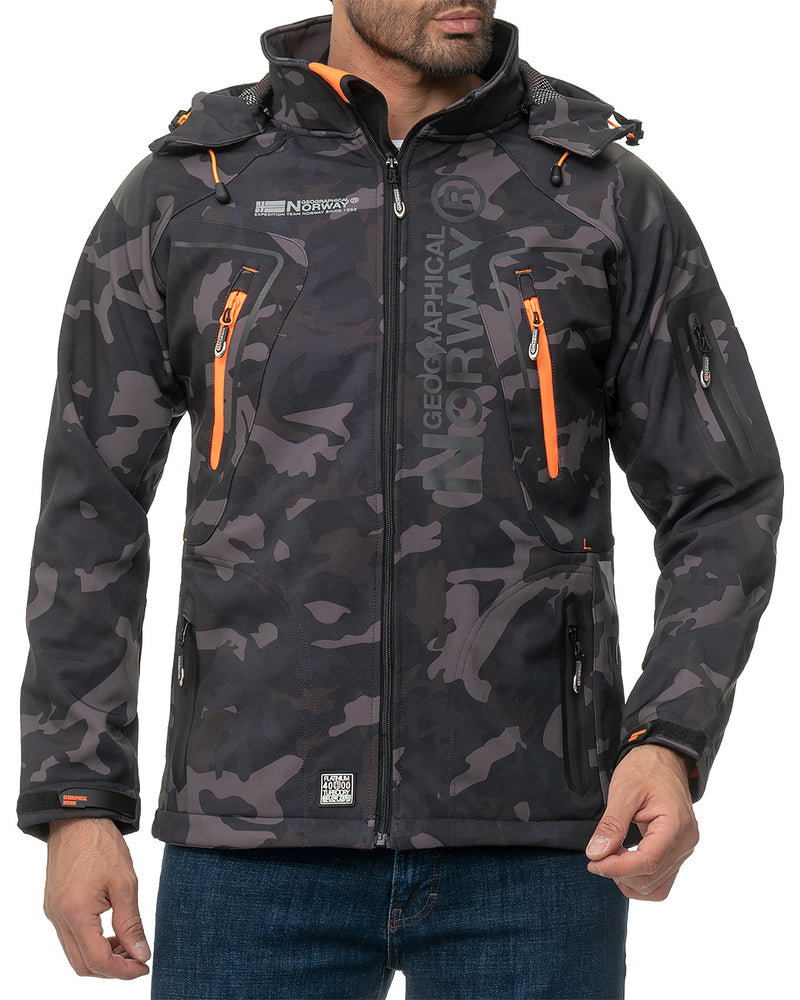 Herren Regular Fit Softshelljacke techno men - Black-Orange