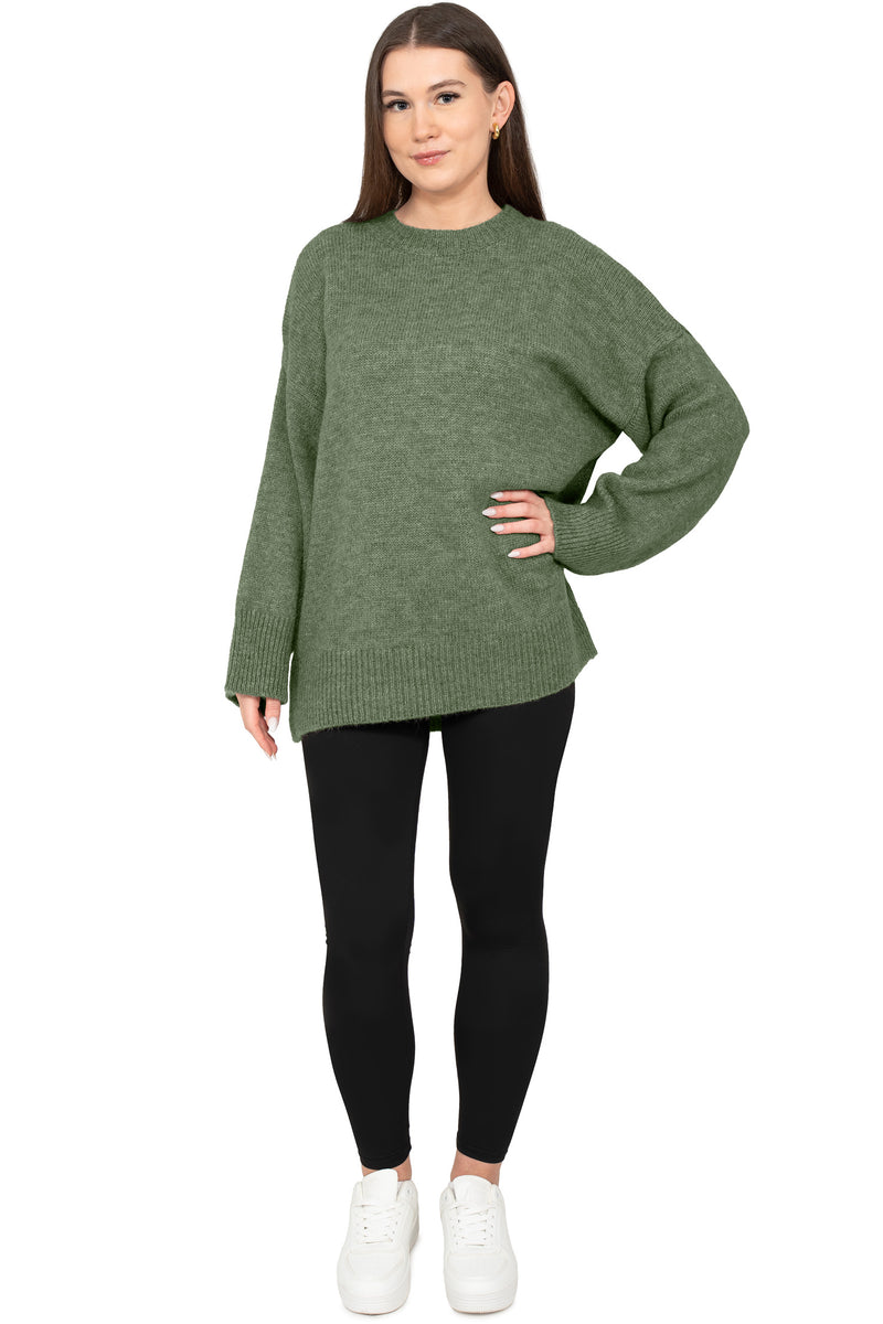 Damen Oversized Strickpullover 25RSW087 - Green