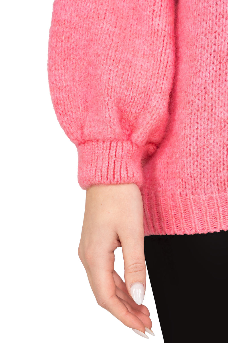 Damen Relaxed Fit Rollkragenpullover 25RSW090 - Pink