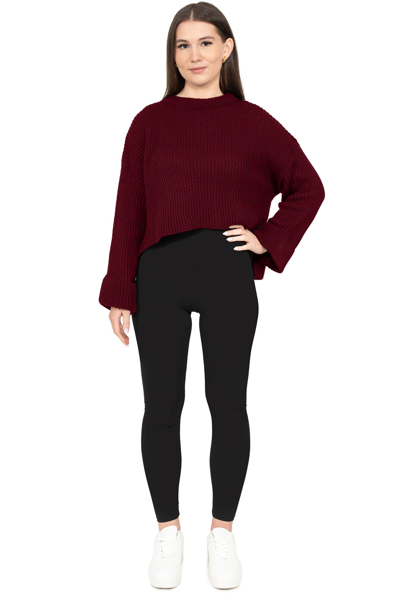 Damen Relaxed Fit Strickpullover 25RSW093 - Bordeaux