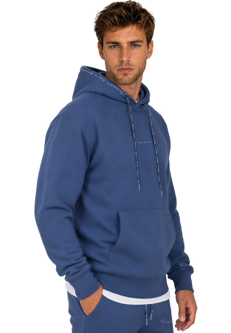 Herren Regular Fit Hoodie Marken-Stick 23RS034 - Dark Blue