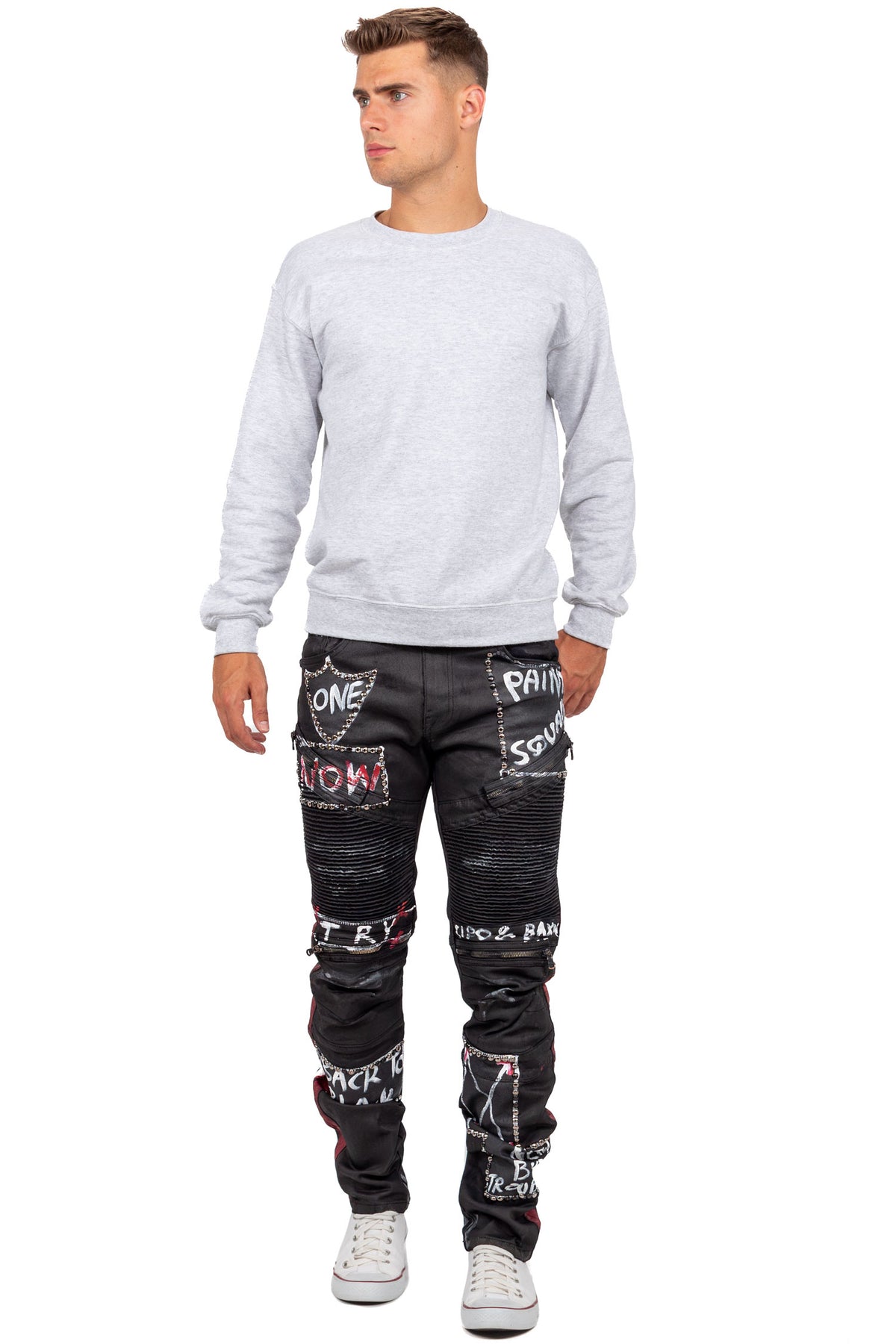 Herren Straight Fit Jeans Mid Waist CD571 - Black