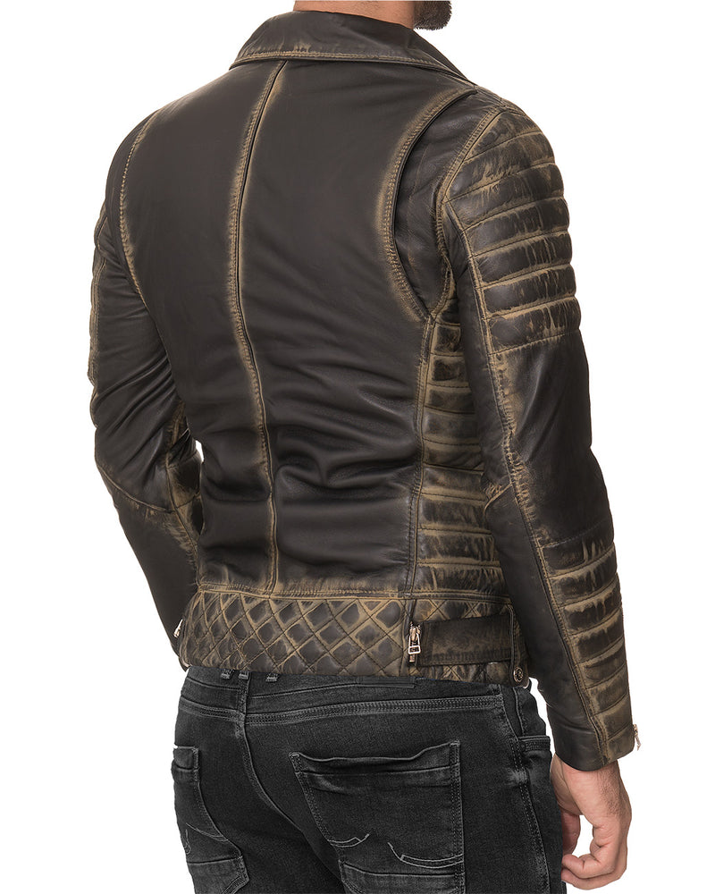 Herren Slim Fit Echtleder Jacke RS001LUX - Fungi Green