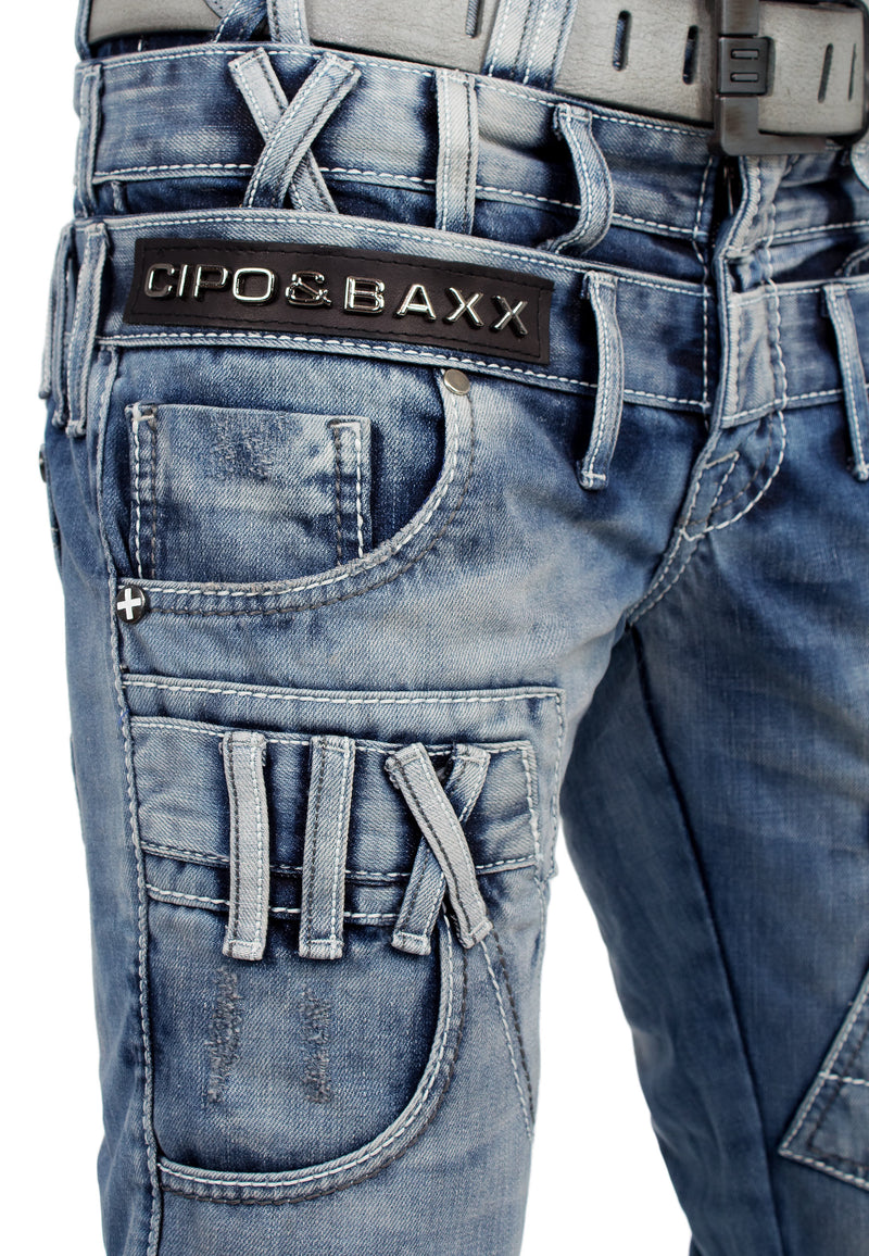 Herren Regular Fit Jeans Stonewashed CD466 - Blue