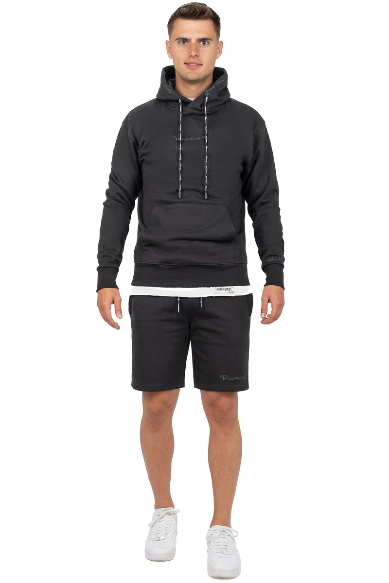 Herren Regular Fit Shorts Marken-Stick 23RS036 - Black