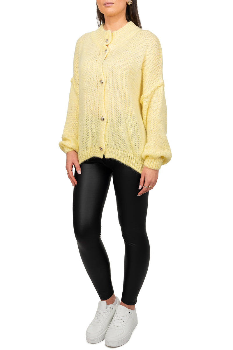 Damen Relaxed Fit Strickjacke Oversized-Look 25RSW068 - Yellow
