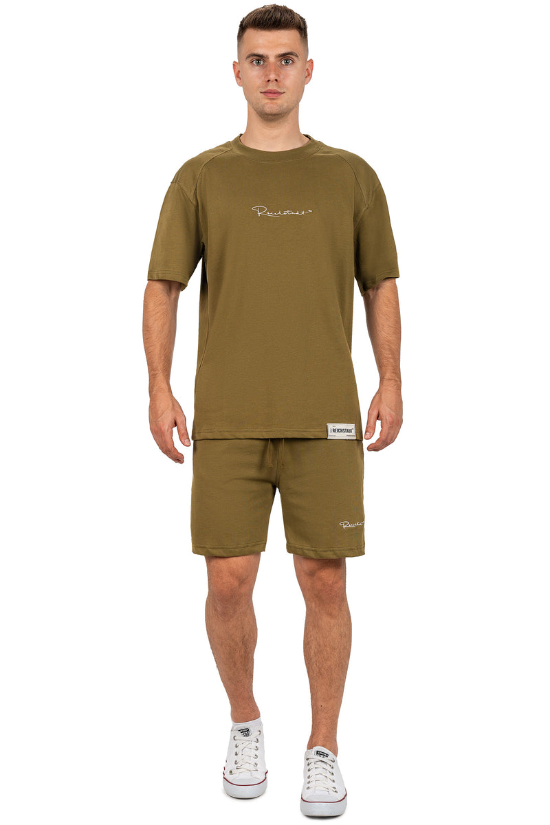 Herren Regular Fit Shorts Marken-Stick 23RS043 - Khaki
