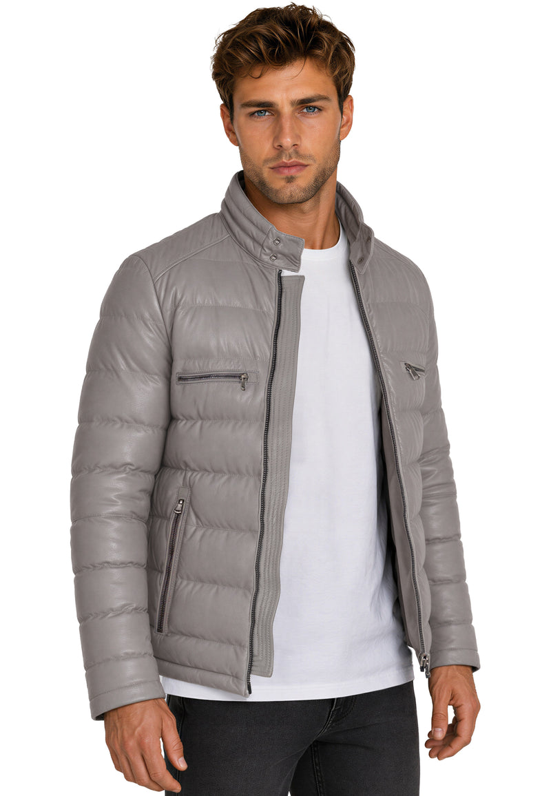 Herren Regular Fit Jacke Echtleder 19RS016 - Grey