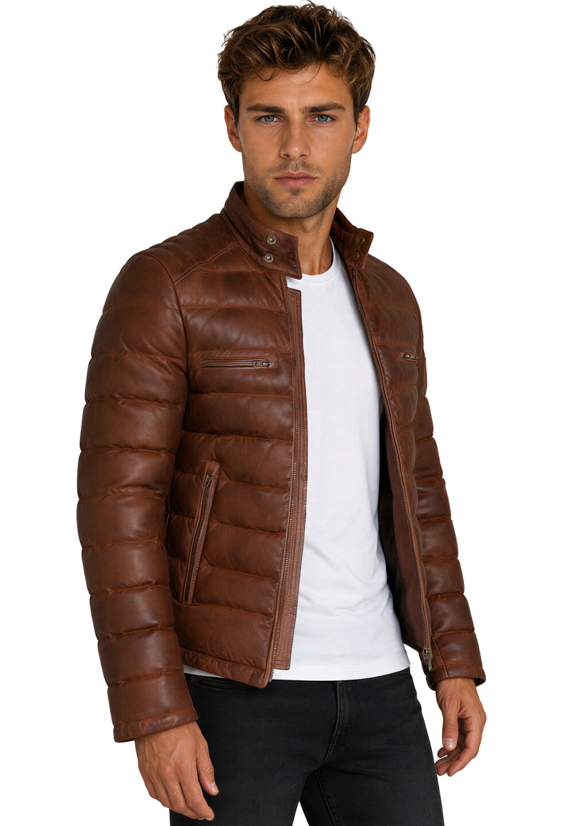 Herren Regular Fit Jacke Echtleder 19RS016 - Brown