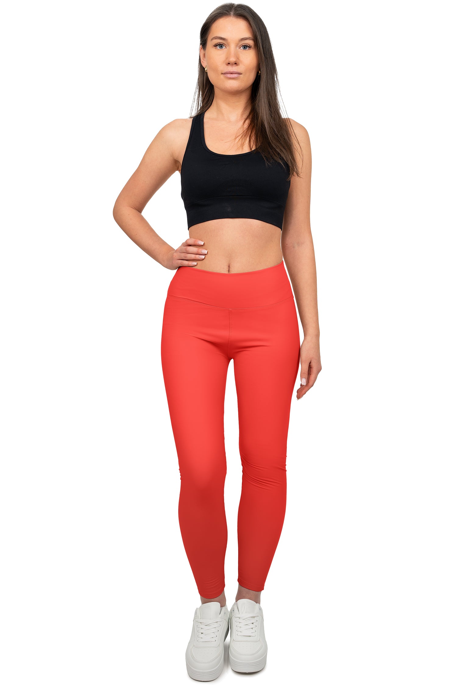 Damen Skinny Fit Hose High Waist 25RSW066 - Red