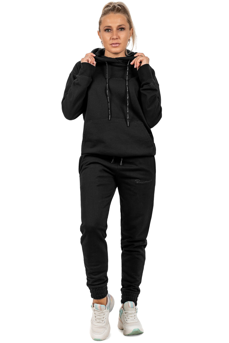 Damen Slim Fit Jogginghose Marken-Stick 23RSW039 - Black