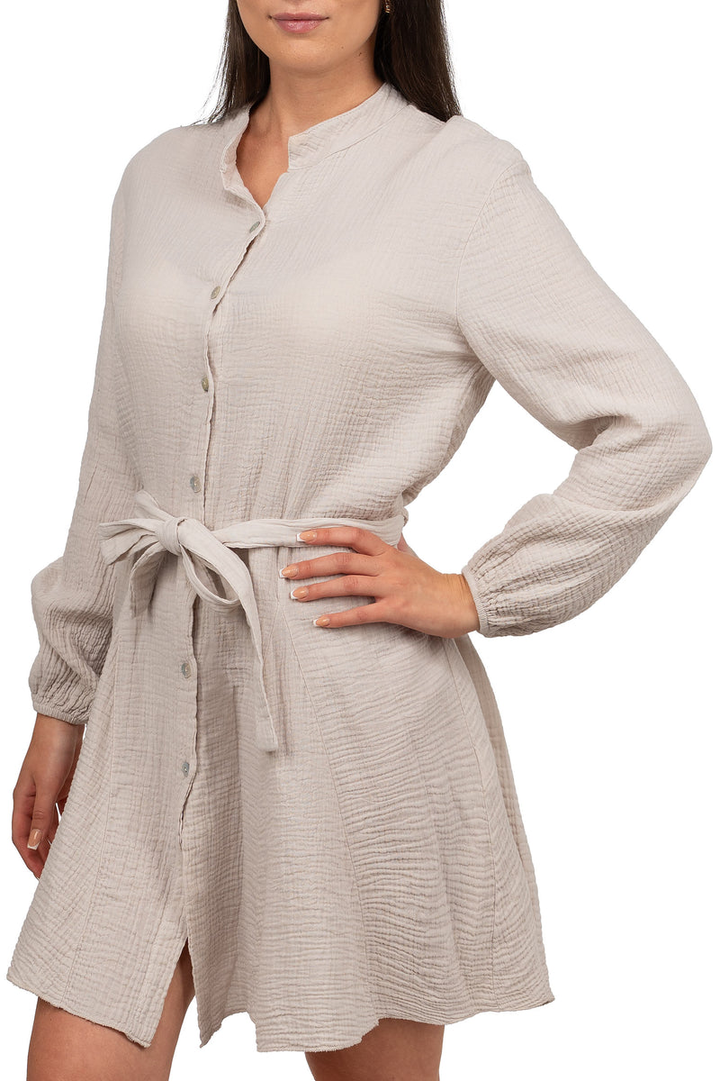 Damen Oversized Sommerkleid Musselin 25RSW075 - Beige