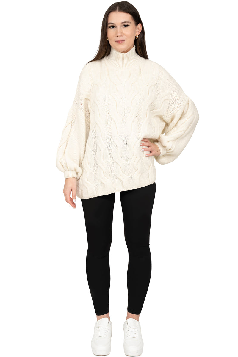 Damen Relaxed Fit Strickpullover 25RSW091 - Beige