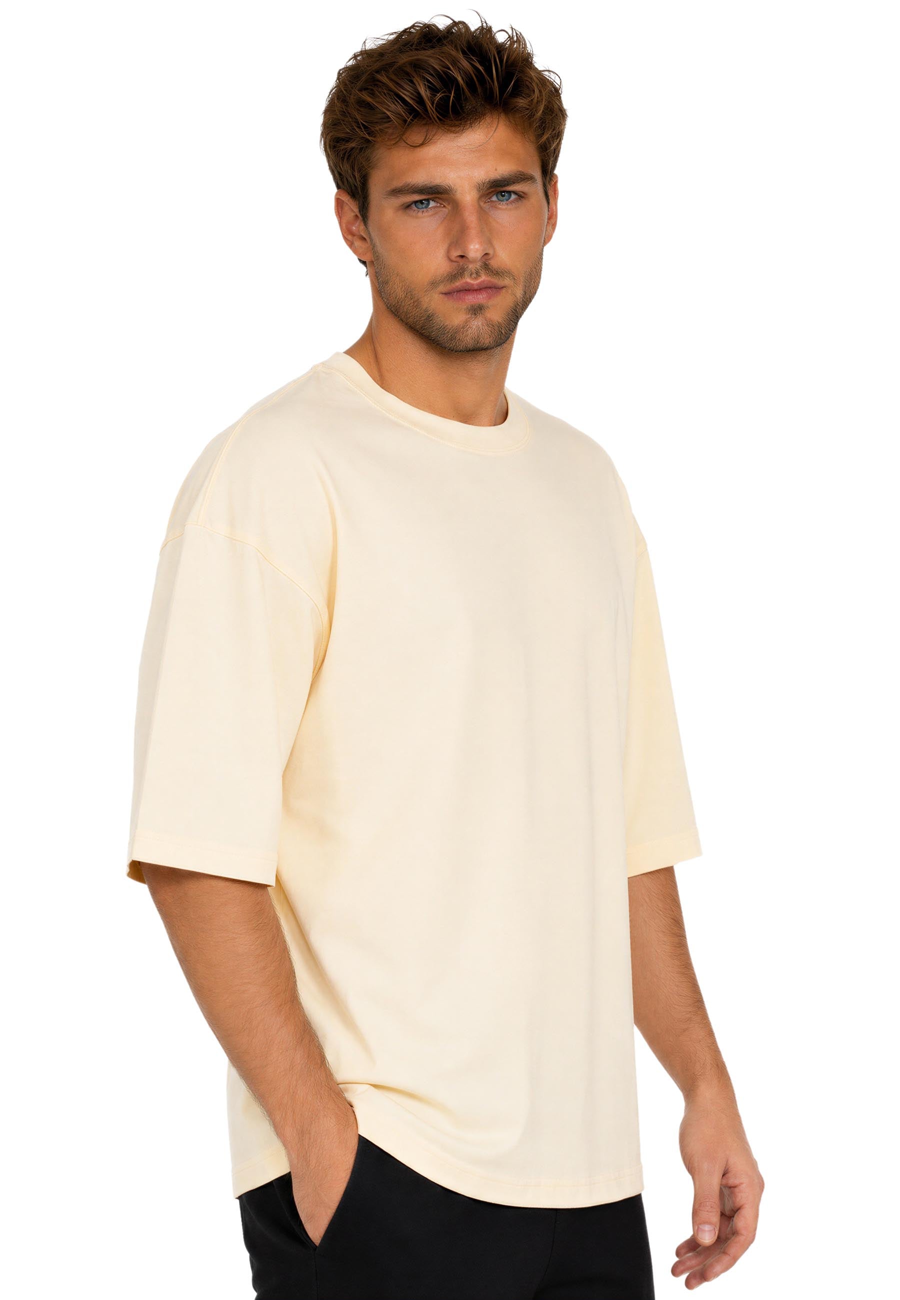 Herren Oversized T-Shirt 25RS070 Beige - mehrfarbig