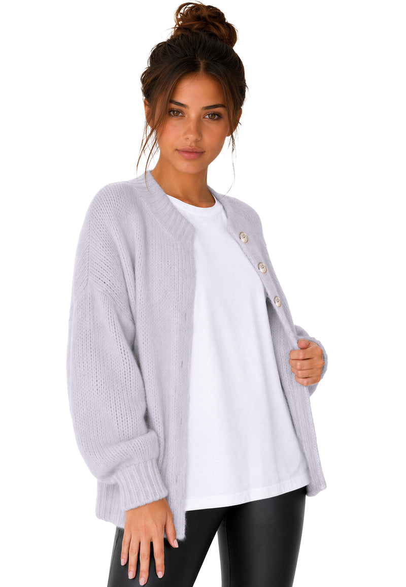 Damen Relaxed Fit Strickjacke 25RSW094 - Purple