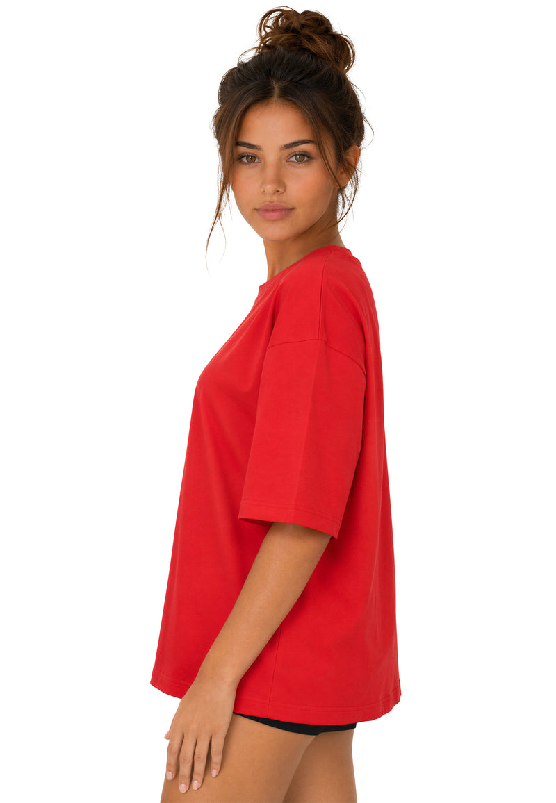 Damen Oversized Oversized T-Shirt 25RSW070 - Red