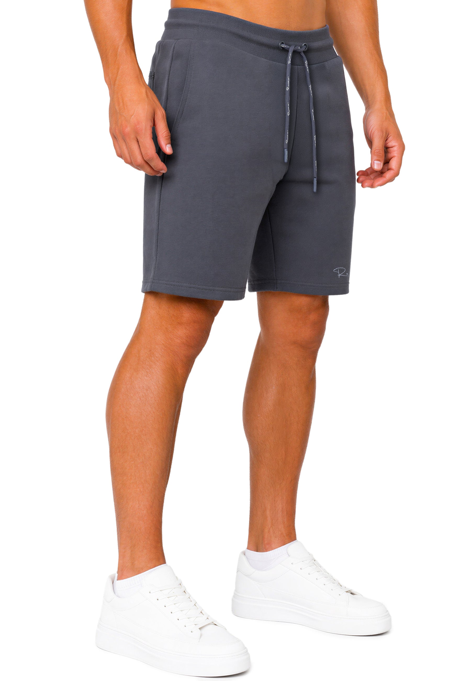 Herren Regular Fit Shorts Marken-Stick 23RS036 - Anthracite