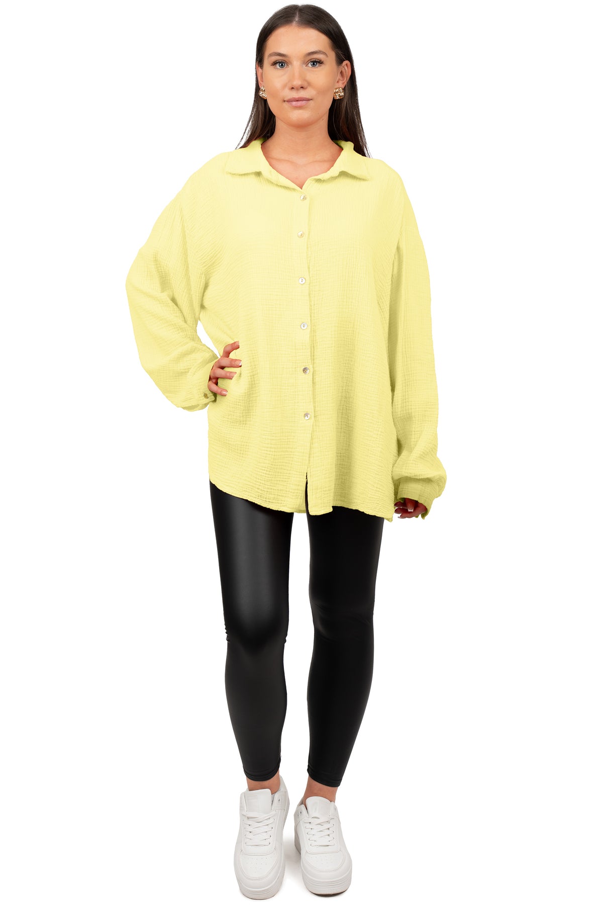 Damen Relaxed Fit Bluse Musselin 25RSW080 - Yellow