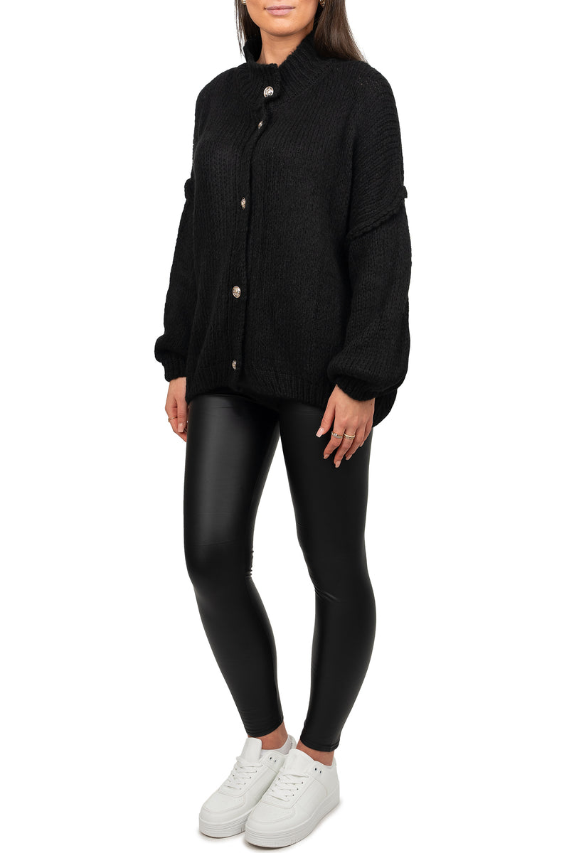 Damen Relaxed Fit Strickjacke Oversized-Look 25RSW068 - Black