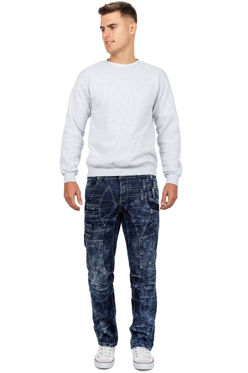Herren Regular Fit Jeans Stonewashed KM006d - Blue