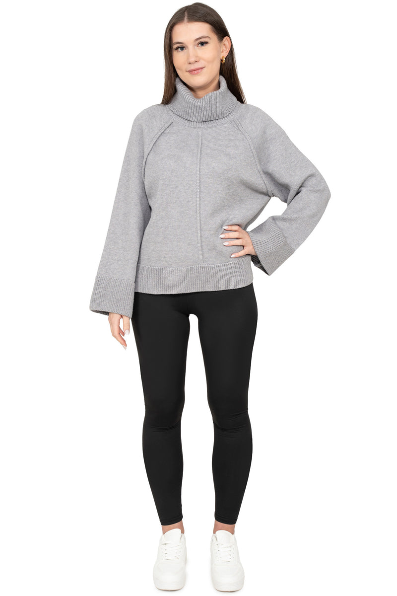 Damen Relaxed Fit Rollkragenpullover 25RSW097 - Grey